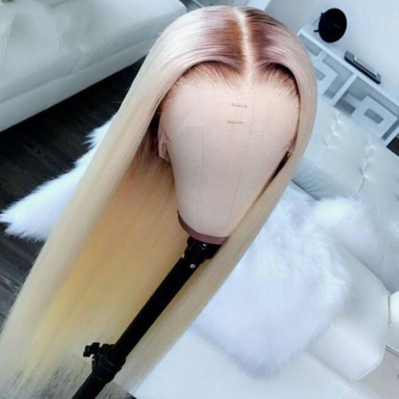 Ombre Blonde Human Hair Wigs For Women Pre Plucked 4 613 Blonde Straight Lace Front Wig Human Hair Brazilian Remy Body Wave Wig