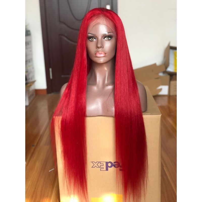 Human Hair Remy Brazilian Red Cherry Color Lace Front Wig Pre Plucked With Baby Hair Wigs For Women