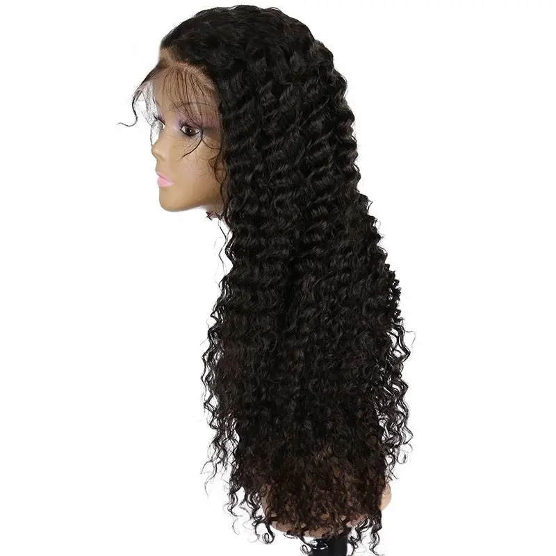300% High Density Deep Curly Glueless Lace Front  Human Hair Wigs Human Hair Wigs Natural Hair Line