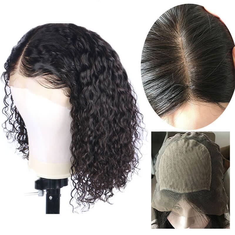 Full Lace Silk Base Wigs Deep Curly Brazilian Remy Human Hair Pre Plucked for Women Black Hair Color 130 Density