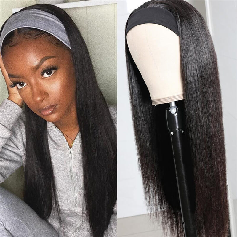 Headband Human Hair Wig Glueless Brazilian Straight Human Hair Wigs for Women