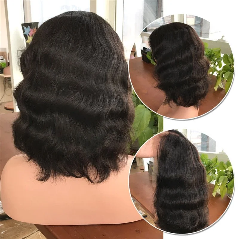 Haircut Short Bob Wigs For Women Peruvian Human Hair Glueless lace Front Human Hair Wigs Lace Front Wigs