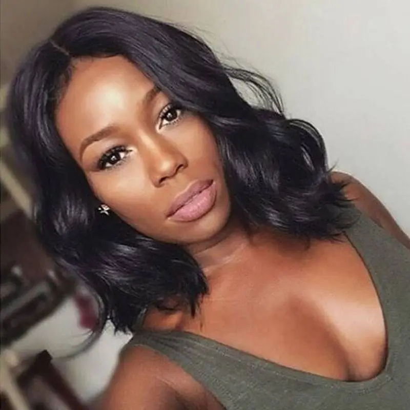 Short Bob Human Hair Wigs Natural Wavy Glueless Brazilian Body Wave Lace Front Wigs With Baby Hair For Women
