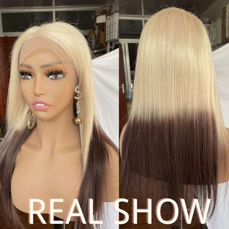Ombre Brown Body Wave Wig Blonde Colored Human Hair Wigs For Women Pre Plucked Remy Brazilian Straight Lace Front Wig Human Hair