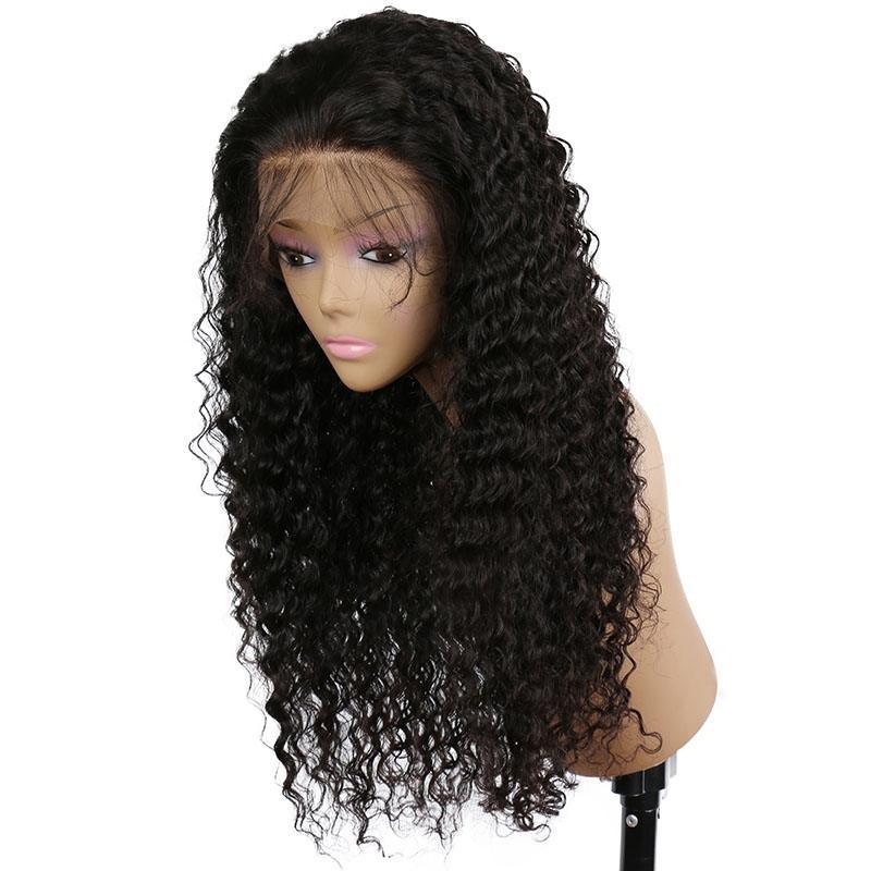300% High Density Deep Curly Glueless Lace Front  Human Hair Wigs Human Hair Wigs Natural Hair Line