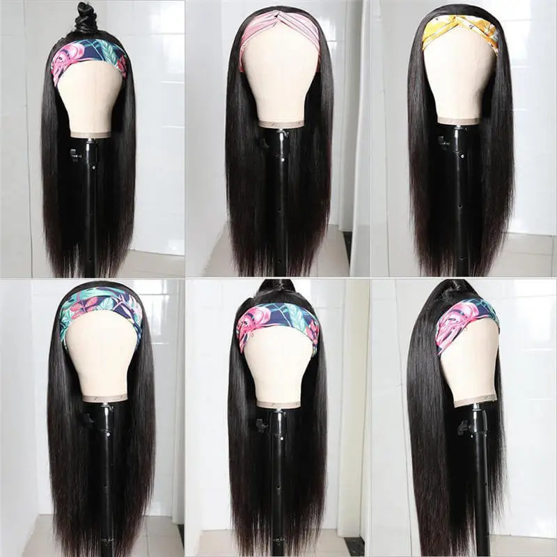 Headband Human Hair Wig Glueless Brazilian Straight Human Hair Wigs for Women