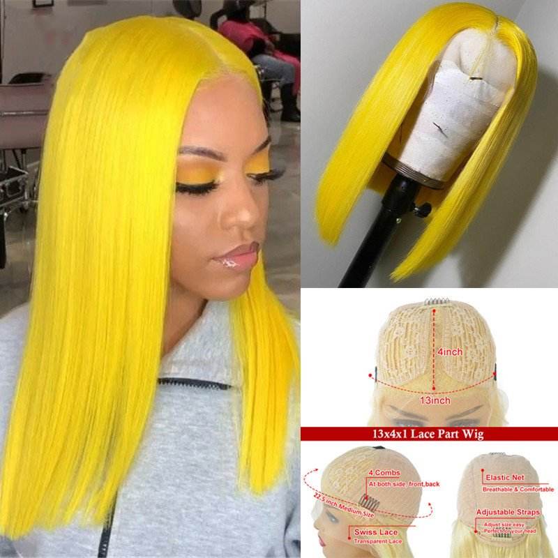Grey Colored Human Hair Wigs For Women Blonde Bob Wig Remy Brazilian Straight Hair Pink Wig Transparent Lace Wigs Pre Plucked