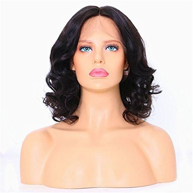 Eseewigss Brazilian Remy Human Hair Lace Front Wigs Glueless Short Bob lace Front Wig Layered Wavy Hairstyle Lace Wigs With Baby Hair