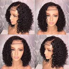 Short Bob Lace Front Human Hair Wigs Pre Plucked With Baby Hair Curly Brazilian Remy Hair Lace Front Bob Wigs 10"-14"