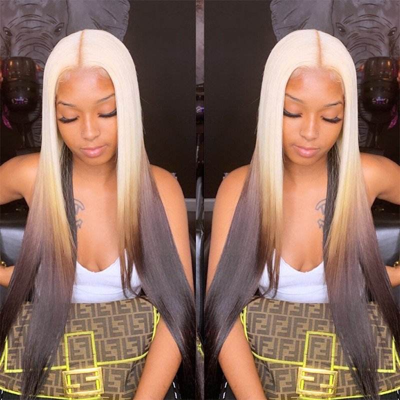 Ombre Brown Body Wave Wig Blonde Colored Human Hair Wigs For Women Pre Plucked Remy Brazilian Straight Lace Front Wig Human Hair