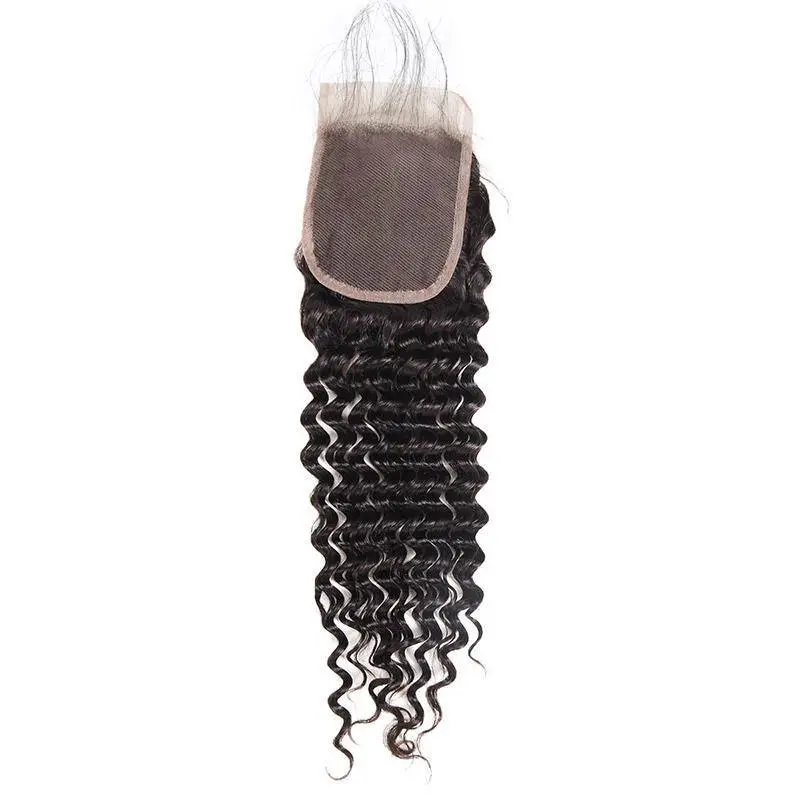 Eseewigs Brazilian Deep Wave 3 Bundles with 4*4 Lace Closure Virgin Hair