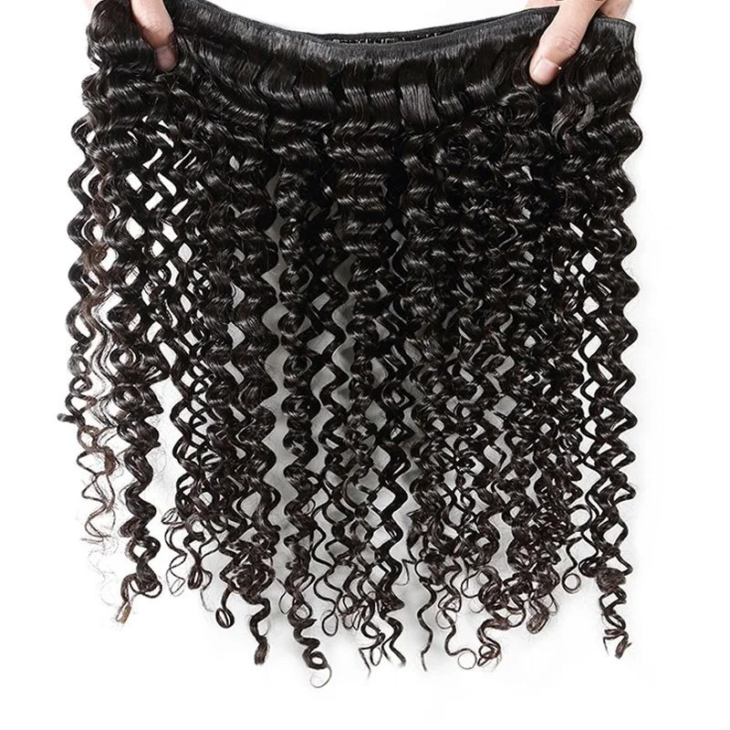 100 Human Hair Bundles With 13X4 Deep Wave Lace Frontal Closure