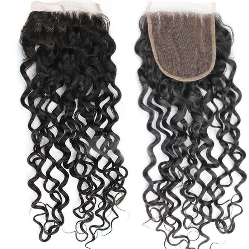 Virgin Malaysia Deep Curly Hair Budles With Closure 4X4 Bleached Knots Bundles With Closure Human Hair