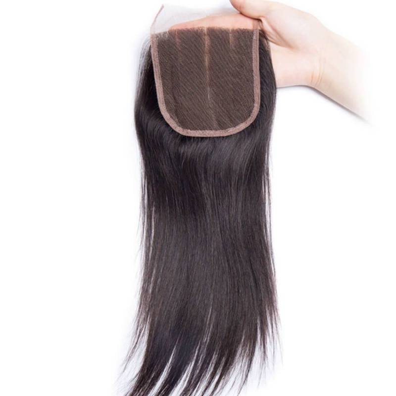 3 Bundles With Lace Closure 5x5 Indian  Virgin Human Hair Yaki Straight Hair