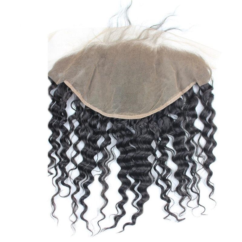 7A Deep Wave Virgin Brazilian Hair 3 Bundles Human Hair With closure 13X6 Ear To Ear Lace Frontal Closure With Bundles