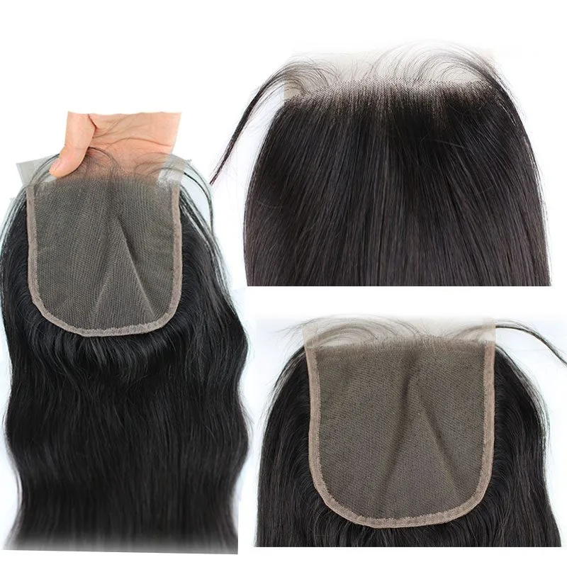 5X5 Transparent Invisible Hd Lace Thinner Lace Closure Silky Straight 3Bundles With Lace Closure  HD 5x5 Peruvian Human Hair Natural Color
