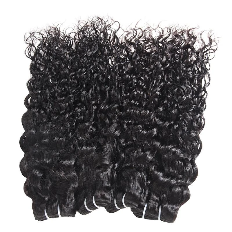 Eseewigs Peruvian Water Wave Hair 3 Bundles with 4*4 Lace Closure