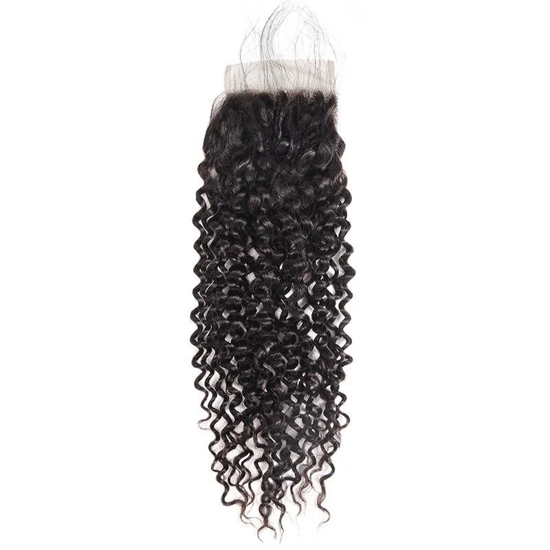 Eseewigs Brazilian Curly Wave Hair 3 Bundles with 4*4 Lace Closure