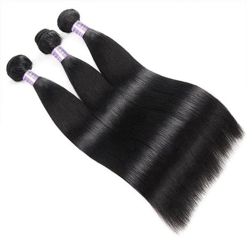 Eseewigs Brazilian Straight Virgin Hair 3 Bundles with 4*4 Lace Closure