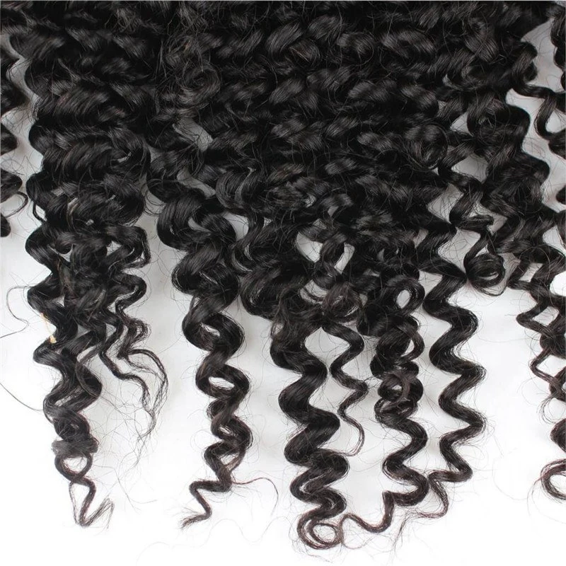 7A Mongolian Kinky Curly Hair With Frontal Closure 3 Bundles With Frontal 13X6 Ear To Ear Lace Frontal Closure With Bundles