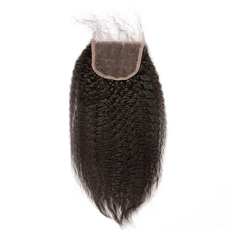 Kinky Straight 3 Bundles With 5x5 Lace Closure Brazalian Virdin Human Hair