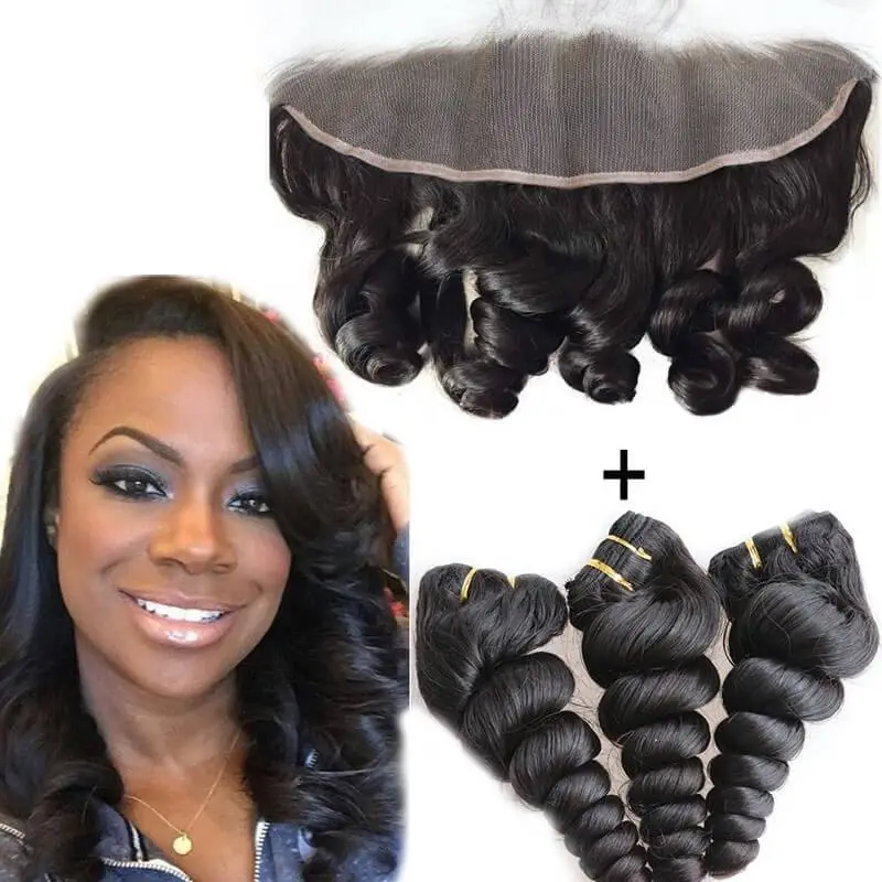 7A Brazilian Hair With Frontal Closure 3 Bundles With Frontal 13X4 Ear To Ear Lace Frontal Closure With Bundles Loose Wave