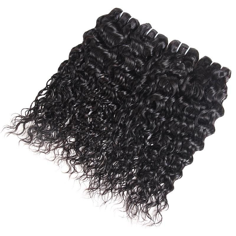 Brazilian Water Wave 3 Bundles with 13*4 Lace Frontal Virgin Human Hair