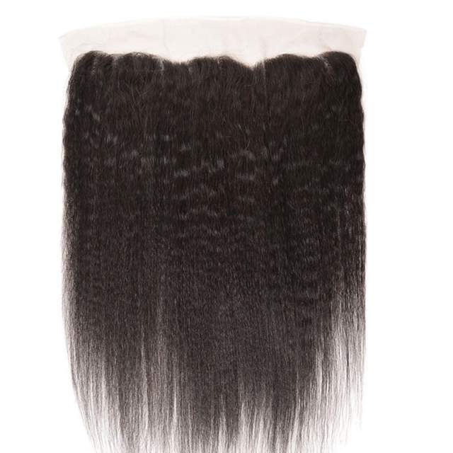 Real Brazilian Kinky Straight Hair Bundles With Full Lace Frontal