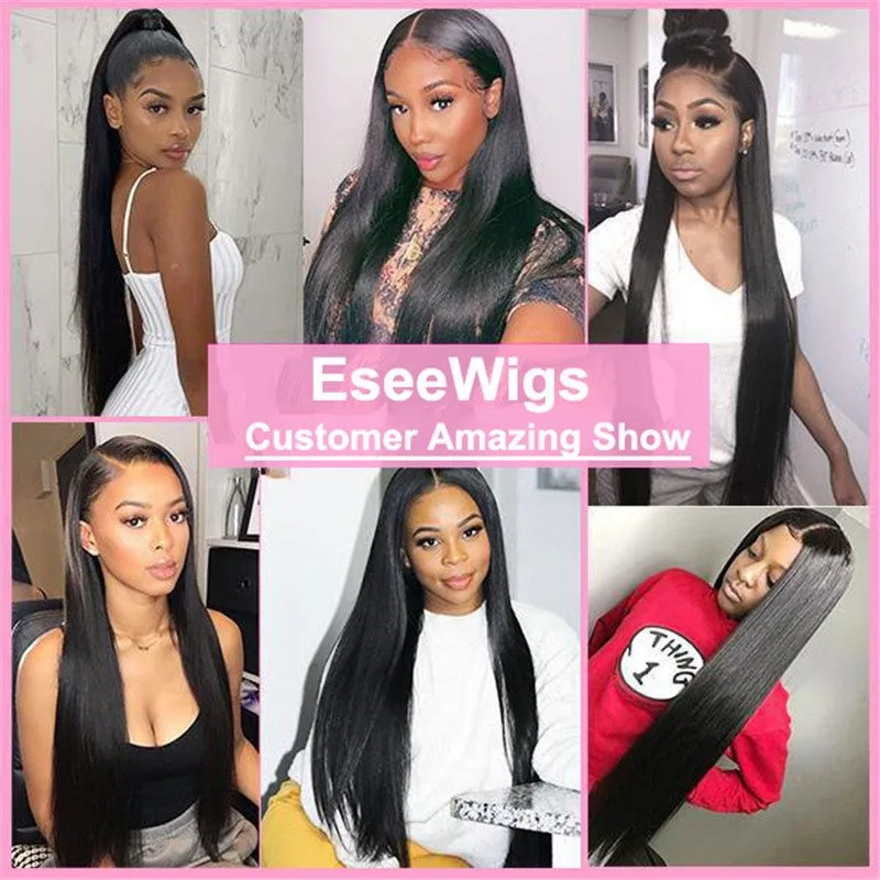 Eseewigs Brazilian Straight Virgin Hair 3 Bundles with 4*4 Lace Closure