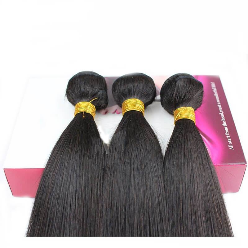 13X6 Ear To Ear Lace Frontal Closure With Bundles Straight 3 Bundles Human Hair With Closure