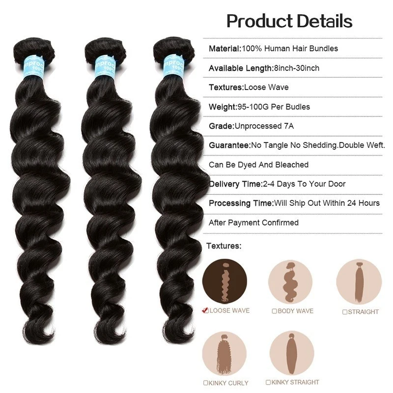 Brazilian Hair Weave Bundles With Closure 5x5 Loose Wave With Closure 3 Bundles Hair Products With Closure Bundle