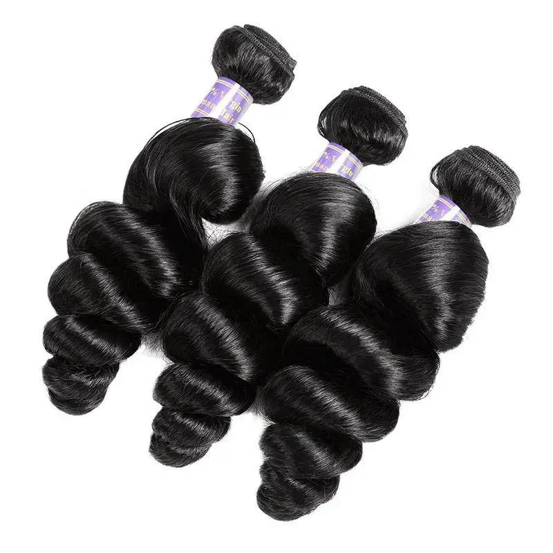 Eseewigs Peruvian Loose Wave Human Hair 3 Bundles With 13*4 Lace Frontal