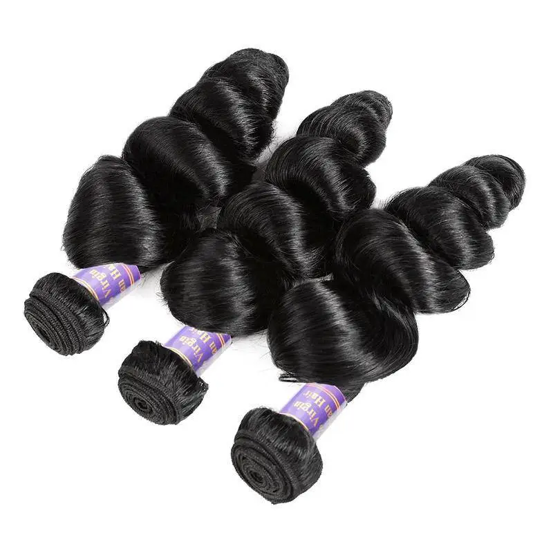 Eseewigs Brazilian Loose Wave Virgin Human Hair 3 Bundles with 13*4 Lace Frontal