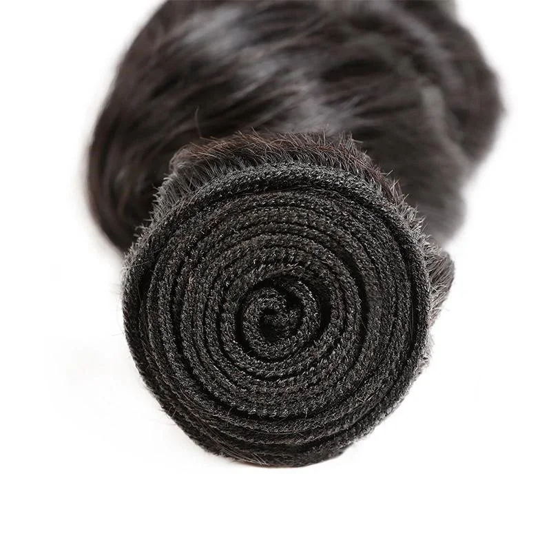 Eseewigs Peruvian Loose Wave Human Hair 3 Bundles With 13*4 Lace Frontal