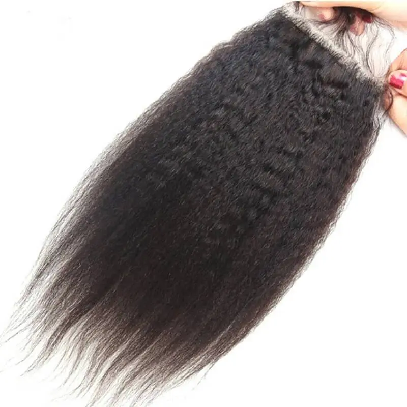 Kinky Straight 3 Bundles With 5x5 Lace Closure Brazalian Virdin Human Hair