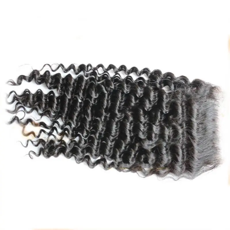 7A Unprocessed Mongolian Kinky Curly Virgin Hair With Closure Bleached Knots Lace Closure With Bundles In Stock