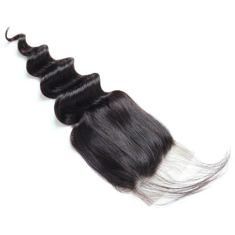 Eseewigs Malaysian Loose Deep Wave 3 Bundles with 4*4 Lace Closure Virgin Hair