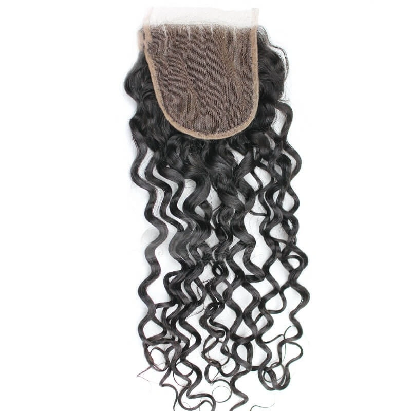 Virgin Malaysia Deep Curly Hair Budles With Closure 4X4 Bleached Knots Bundles With Closure Human Hair