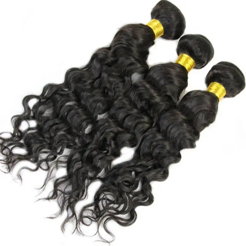 5X5 Lace Closure with 3 Bundles Water Wave Brazalian Virgin Human Hair Human Hair