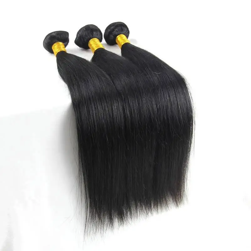 13X6 Ear To Ear Lace Frontal Closure With Bundles Straight 3 Bundles Human Hair With Closure