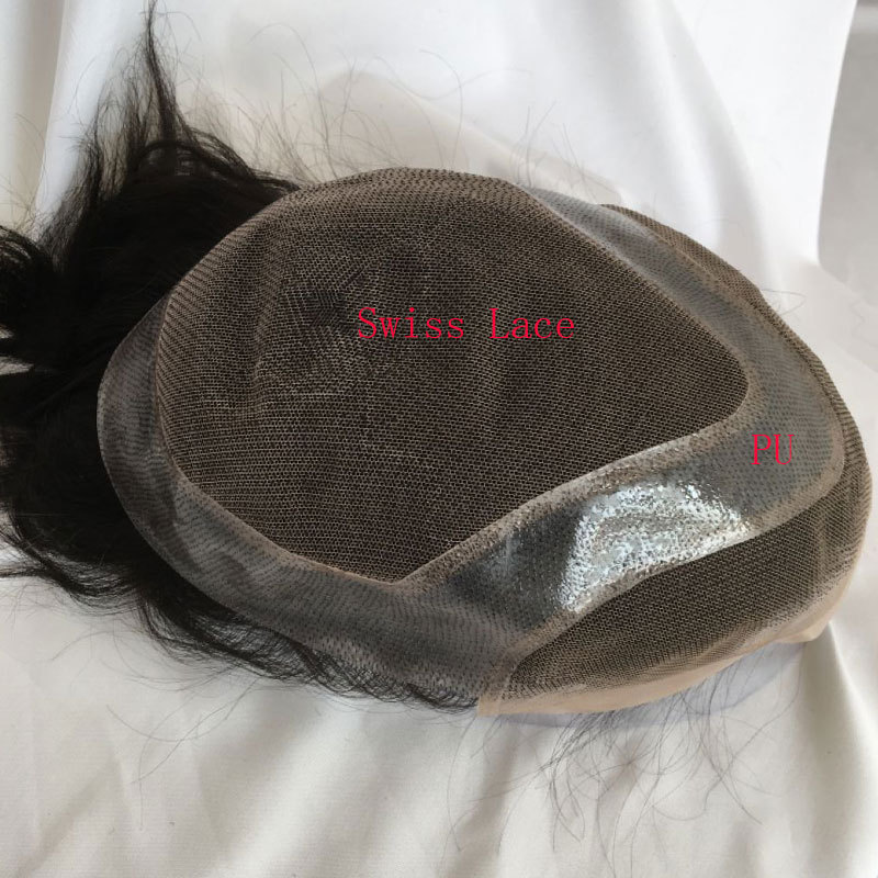 8X10 Men Toupee Swiss Lace & PU Base Toupee Wig For Men 130% Density Man Wigs Male Human Hair Prosthesis For Toupee Men For Men