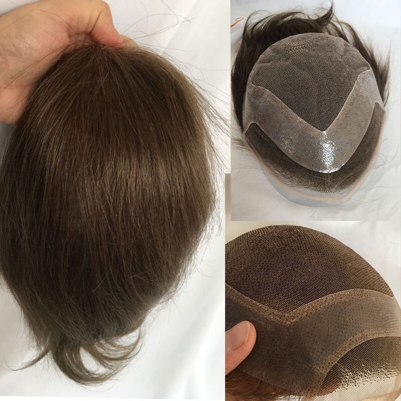 8X10 Men Toupee Swiss Lace & PU Base Toupee Wig For Men 130% Density Man Wigs Male Human Hair Prosthesis For Toupee Men For Men