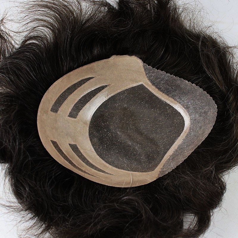 Mens Hairpiece Human Hair 3# Dark Brown Color Toupee Natural Wave Mono Lace with PU 10*8 inch