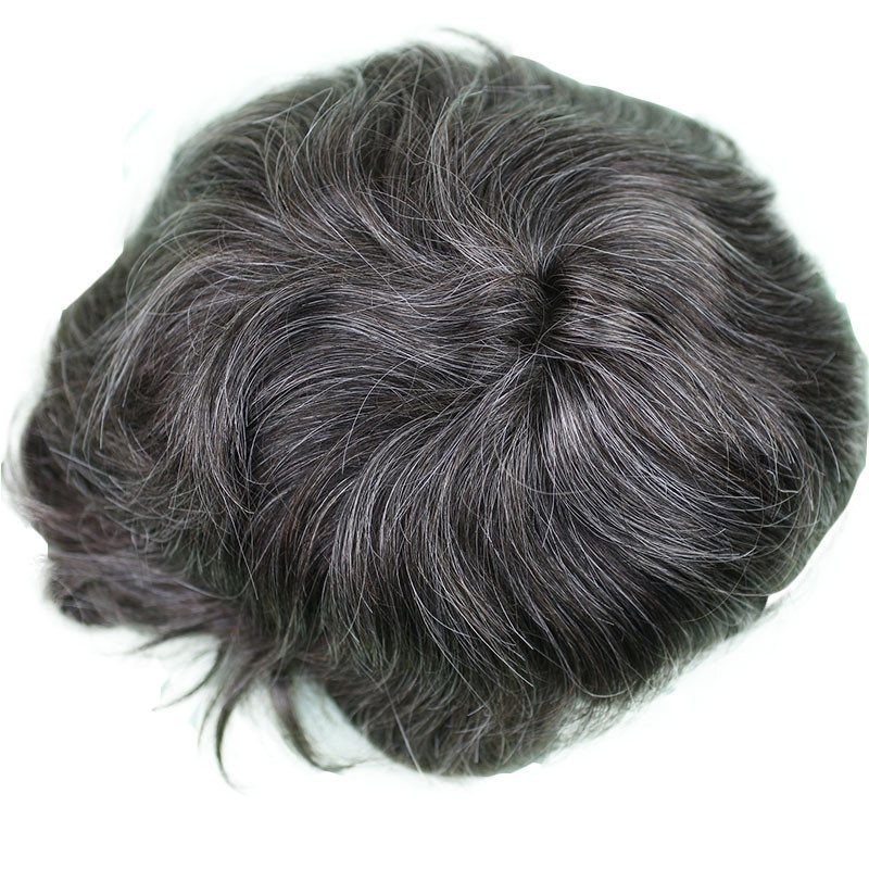 Men Toupee 10x8inch Mono base with PU around Full Head Men's Wig 13cm Real Human Hair