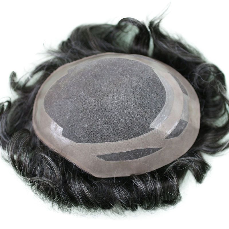 Men Toupee 10x8inch Mono base with PU around Full Head Men's Wig 13cm Real Human Hair