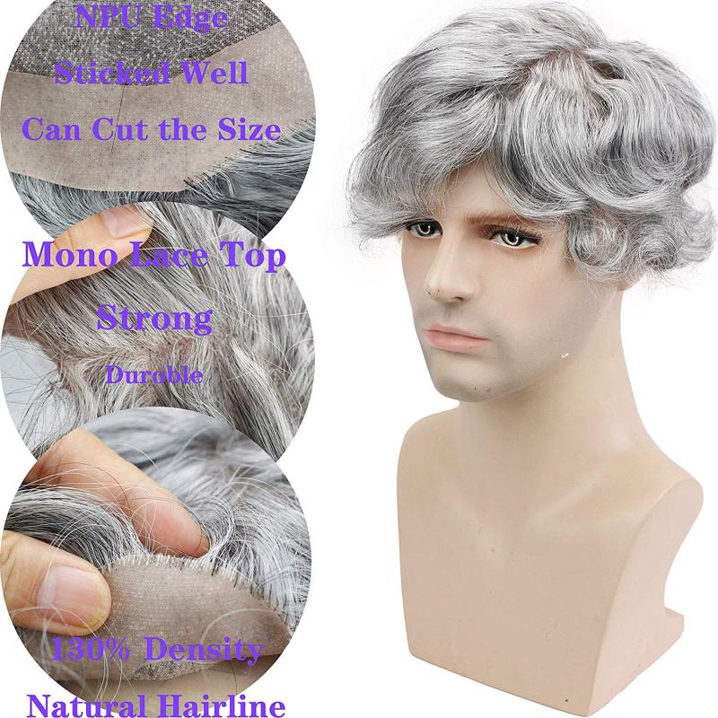 100% Pure Human Hair Men's Toupee Size 8x6inch #3 Monofilament Net Base Thin Skin Around Dark Brown Color