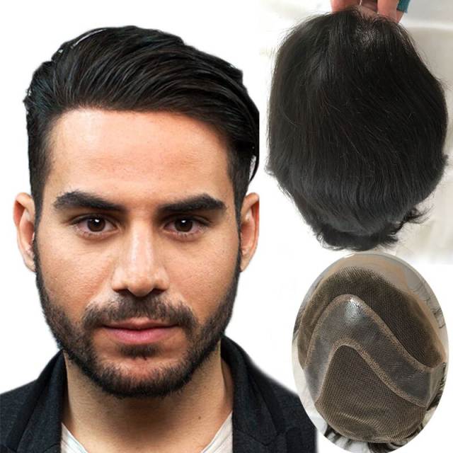 8X10 Men Toupee Swiss Lace & PU Base Toupee Wig For Men 130% Density Man Wigs Male Human Hair Prosthesis For Toupee Men For Men