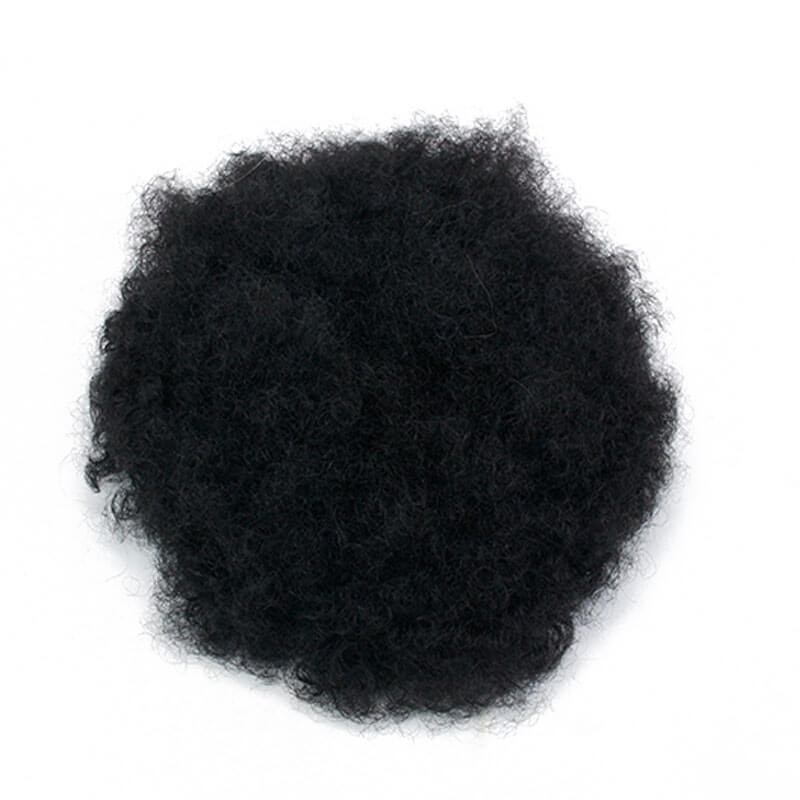 Afro Kinky Curly Human Hair Toupee For Men Black Color 10X8 Inch