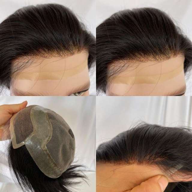 Men's Toupee Lace Front & Lace & PU Base Toupee Wig For Male Human Hair Prosthesis For Toupee Men For Men