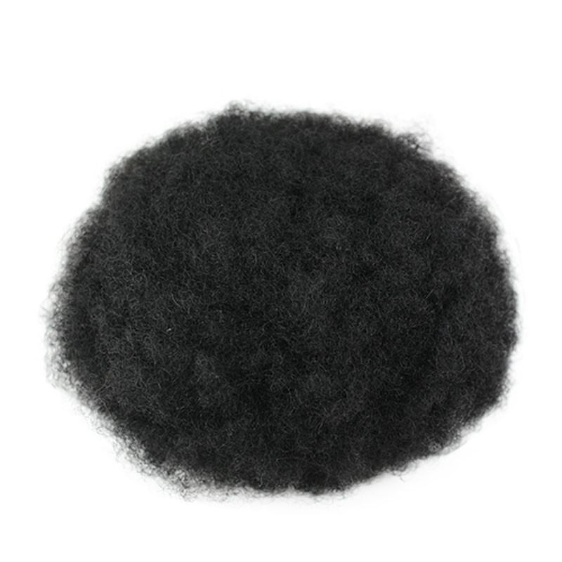 Human Hair Afro Curl Toupee for Black Men 10x8inch Mono Base with Hard PU Reforced Toupee for Black Men 1B#